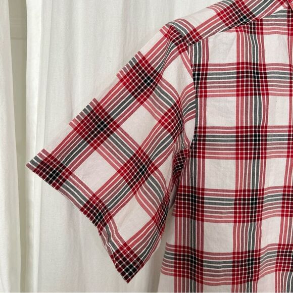 NWT Columbia Red Grey White Checker short Sleeve Shirt Men’s L - Picture 5 of 10